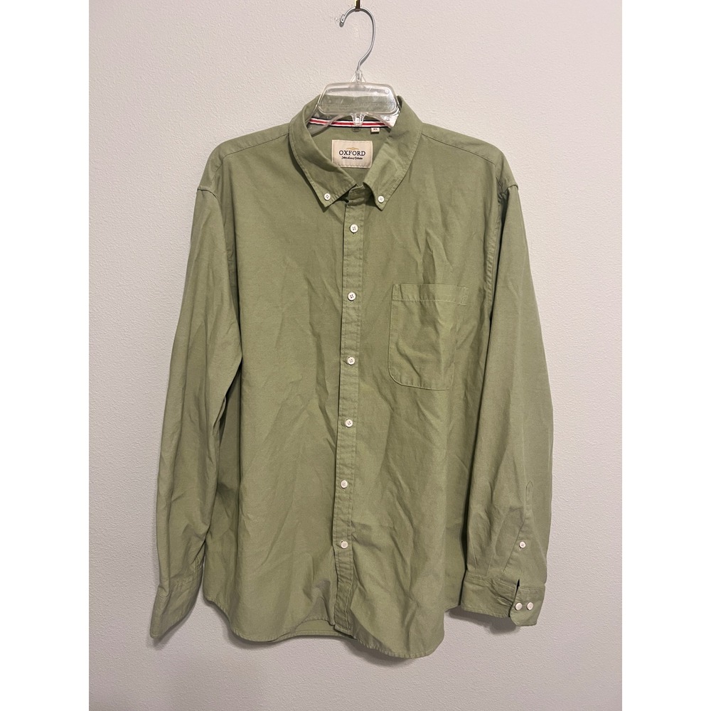 Oxford Mens Luxury Collection Sage Green Button Down Shirt XL Long Sleeve Olive
